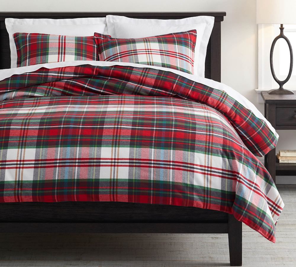 pottery barn plaid comforter