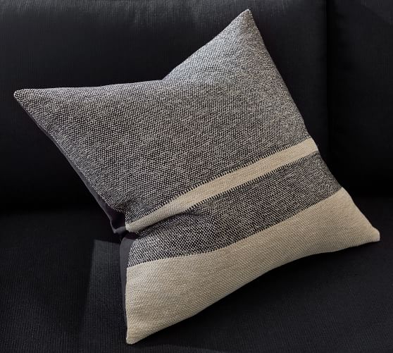 Pottery Barn Kimana Striped Pillow Cover 20” Charcoal Multi New SOLD OUT Modern 