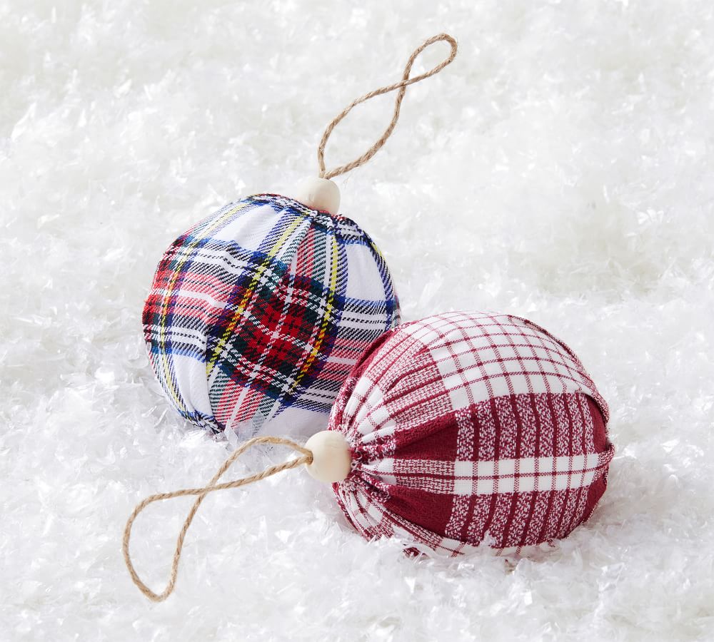 Plaid Fabric Ball Ornaments Pottery Barn