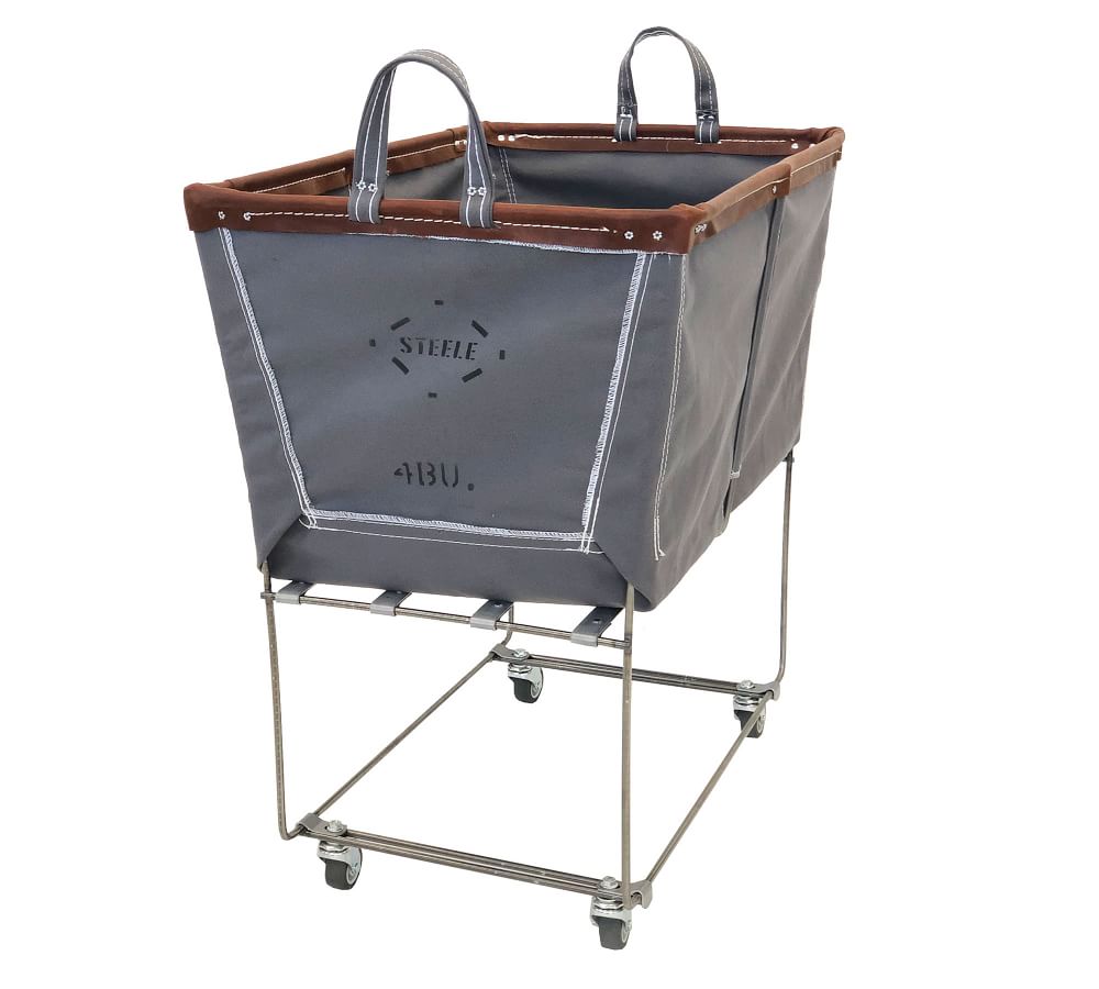 Medium Elevated Canvas Laundry Basket with Wheels Pottery Barn