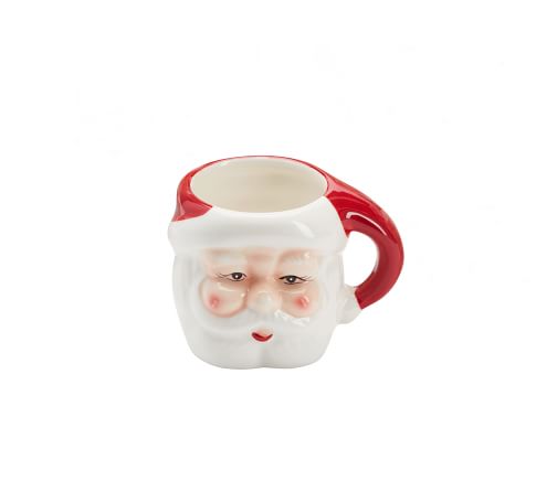 Santa Claus Shaped Handcrafted Ceramic Mugs | Pottery Barn