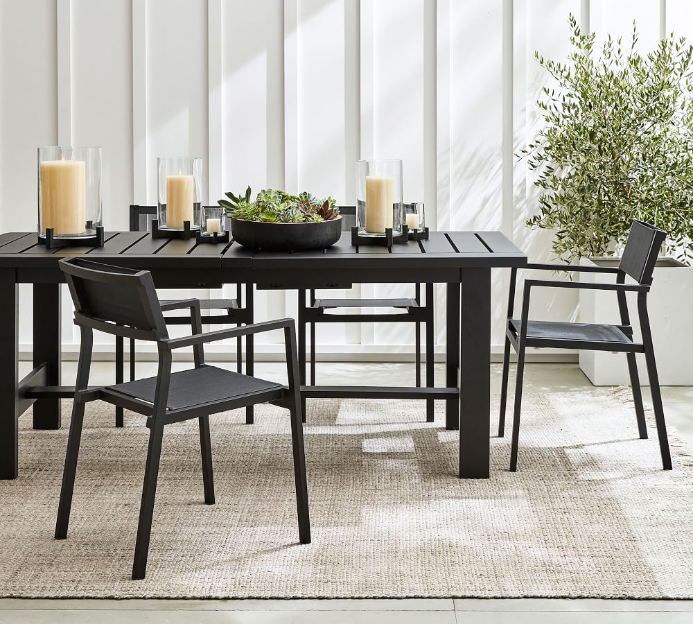 Malibu Metal Rectangular Dining Table + Fiji Metal & Mesh Dining Chair