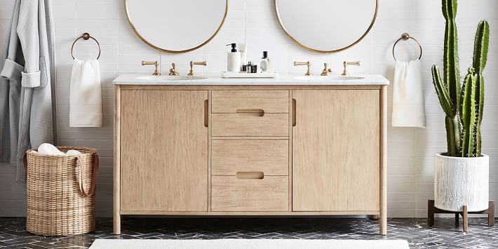 Double Sink Vanity Pottery Barn, Double Vanity With Center Tower Dimensions