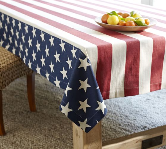 American Flag Linen/Cotton Tablecloth