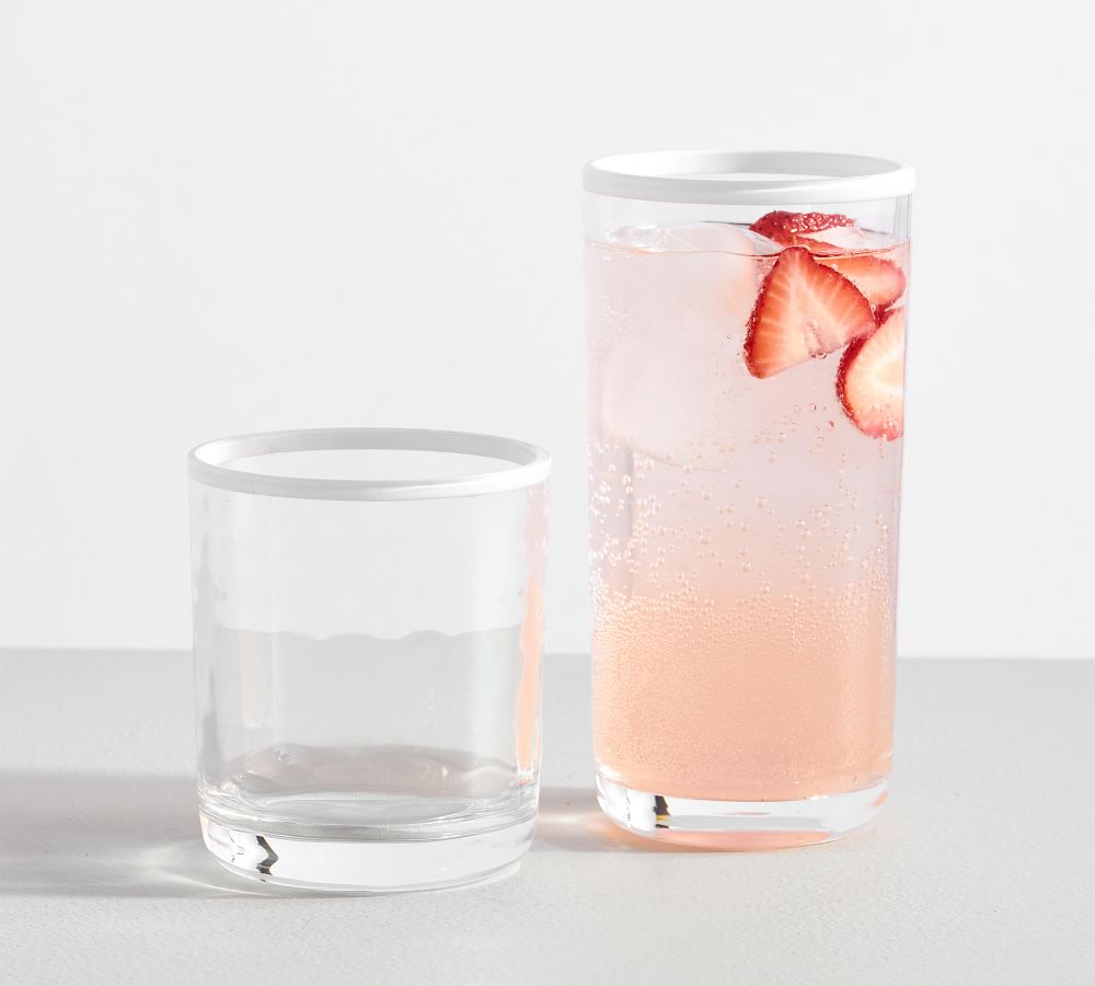 Stripe Rim Acrylic Drinking Glasses | Pottery Barn