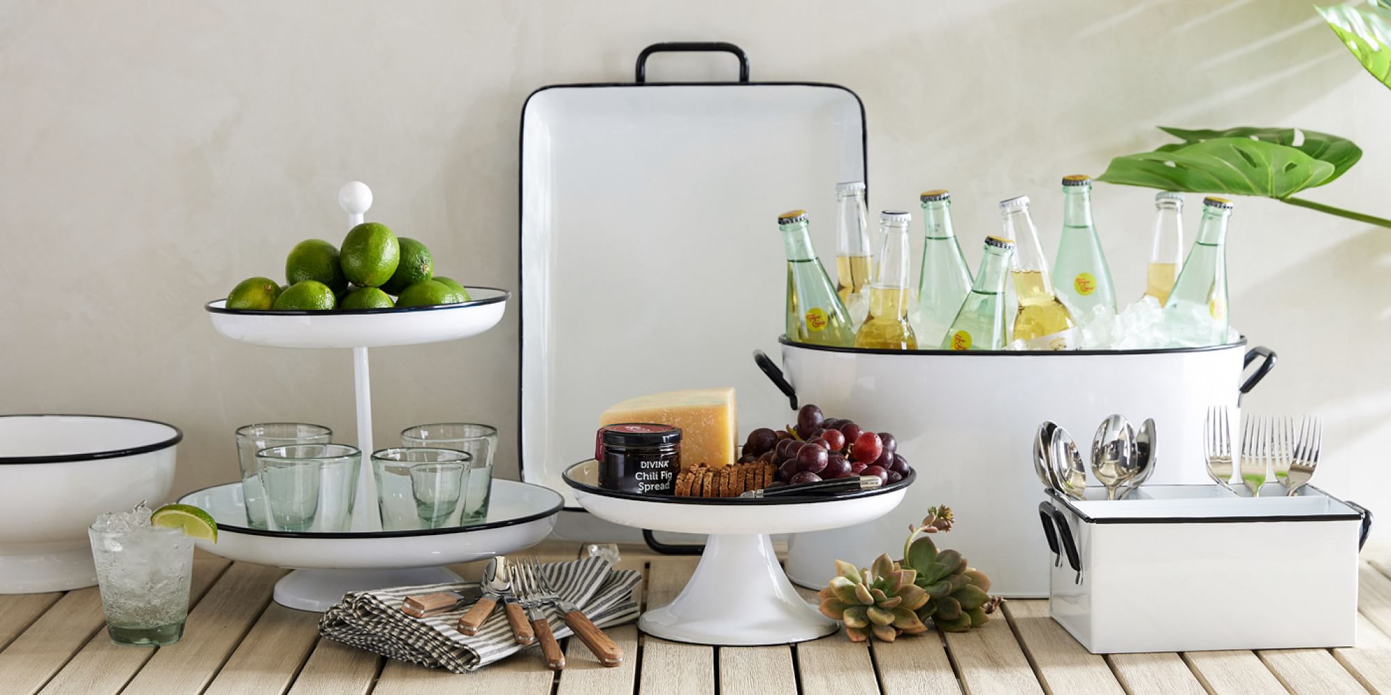 Handcrafted White Enamel Flatware Caddy Pottery Barn