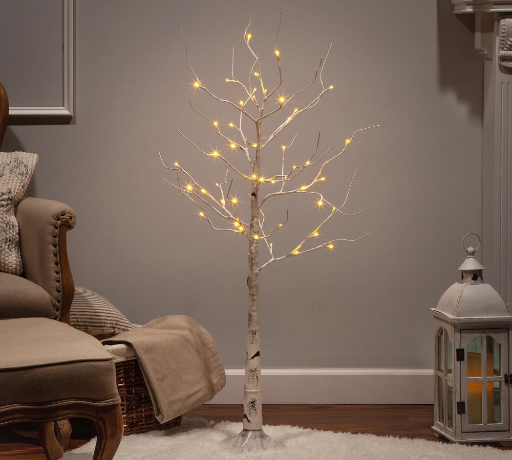 Light Up LED Faux White Birch Trees | Pottery Barn