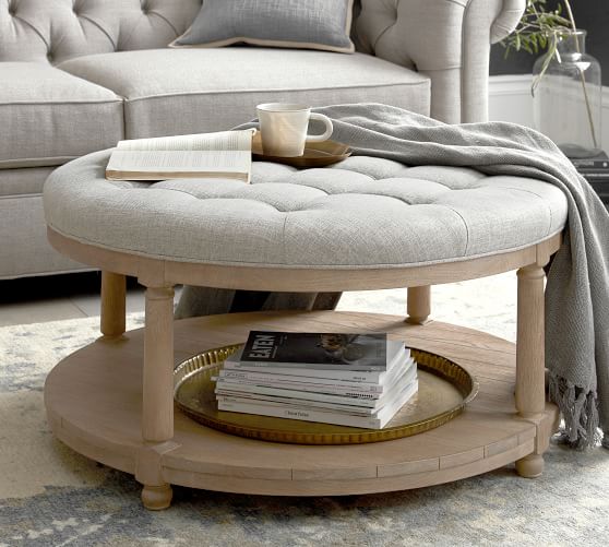 Berlin Round Ottoman Pottery Barn Berlin Round Ottoman Pottery Barn, Fabric Ottoman Coffee Table Round