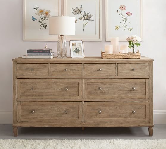 Sausalito 8 Drawer Wide Dresser, Extra Large Solid Wood Dresser