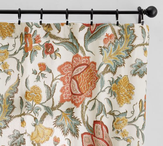 Cynthia Palampore Linen Cotton Curtain, Pottery Barn Shower Curtains Discontinued