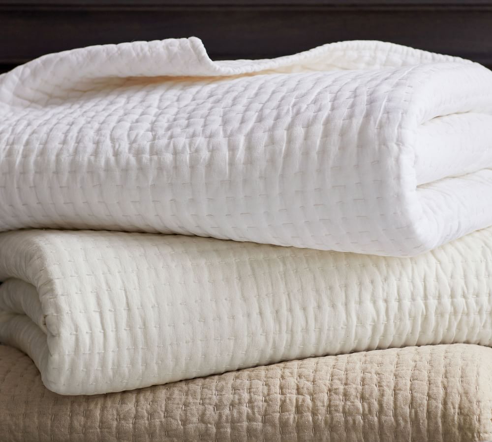PickStitch Handcrafted Cotton/Linen Quilt Pottery Barn