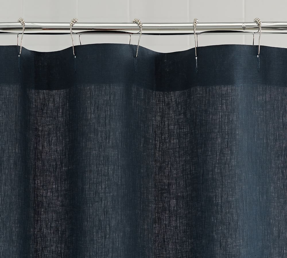 Belgian Flax Linen Hemstitch Shower Curtain Pottery Barn