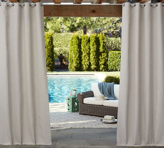 Frontgate Outdoor Drapes Panels Curtains Sunbrella Softly Elegant Black 50x96 