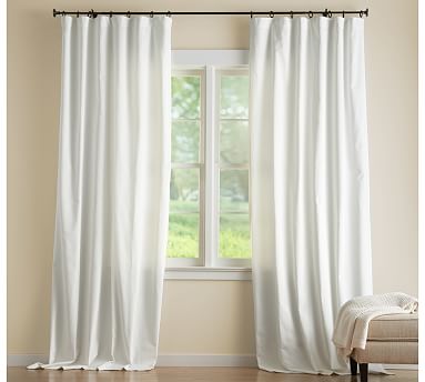 POTTERY BARN White Curtain Panels Rod Pocket 100% Cotton Drapery 50" x 84" 