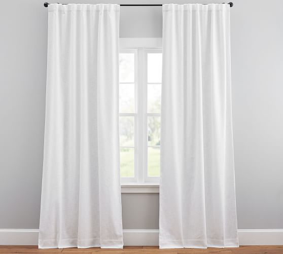 Seaton Textured Cotton Blackout Curtain, White Curtains Block Out Light
