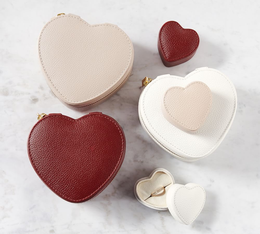 Quinn Heart Shaped Leather Jewelry Box Pottery Barn