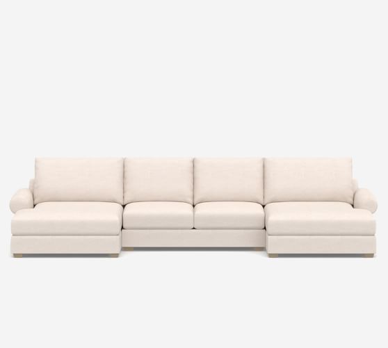 Canyon Roll Arm Upholstered U-Shaped Double Chaise Sectional | Pottery Barn
