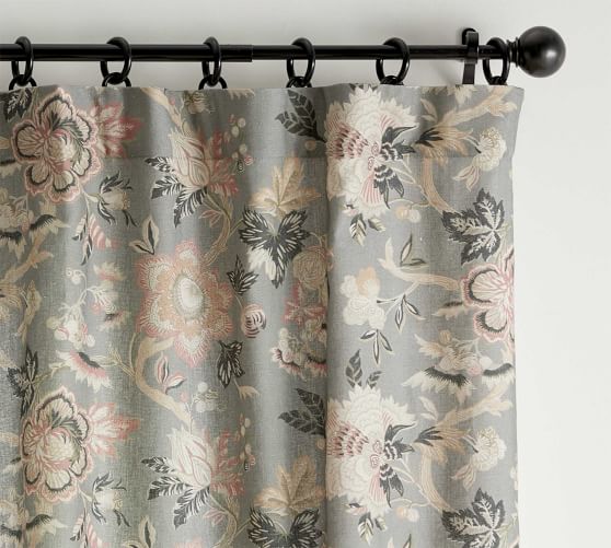 Set of 2 Pottery Barn*Cynthia Palampore Linen/Cotton Curtain/Panels 50" x 108" 