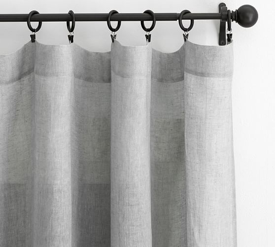 Pottery Barn Belgian Flax Linen Sheer Tie-Top Curtain 50" x 96" Flax Tags 