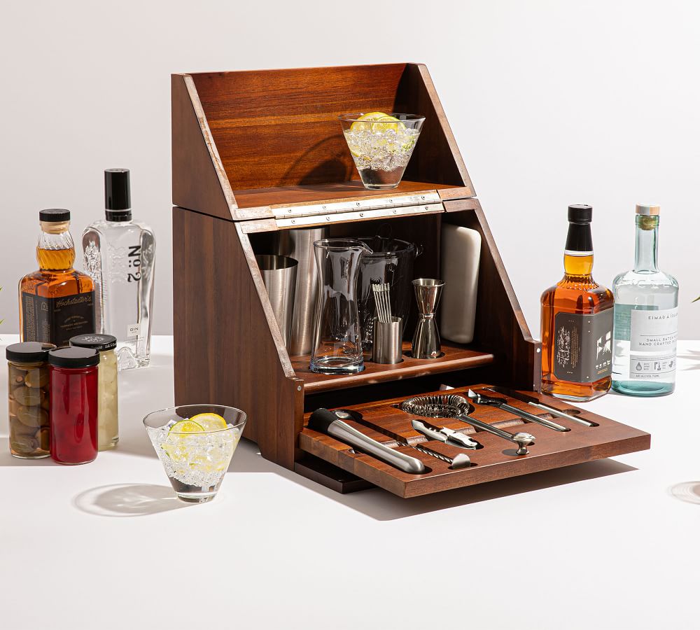 Classic Bar Cabinet & Mixologist Tool Set