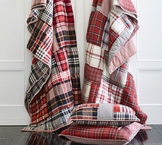 Pottery Barn Pearson plaid patchwork KING sham CHRISTMAS holiday qty available 