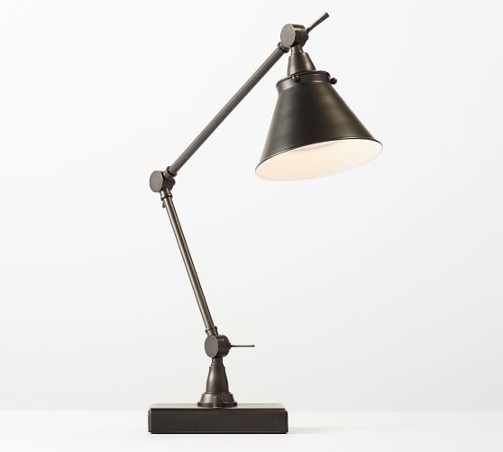 Antique Brushed Copper Lever Arm Table Lamp Bedside Light Desk Lamp 