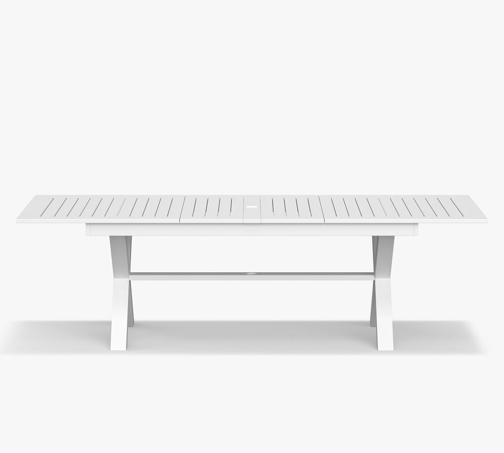 Indio 75.5" Metal XBase Extending Dining Table, White Pottery Barn