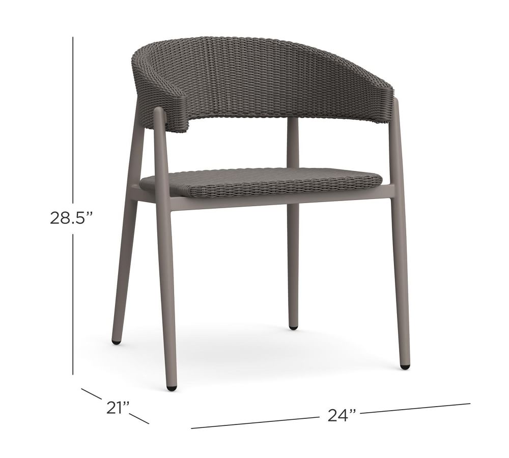 Antigua AllWeather Wicker Dining Armchair, Charcoal Gray Pottery Barn