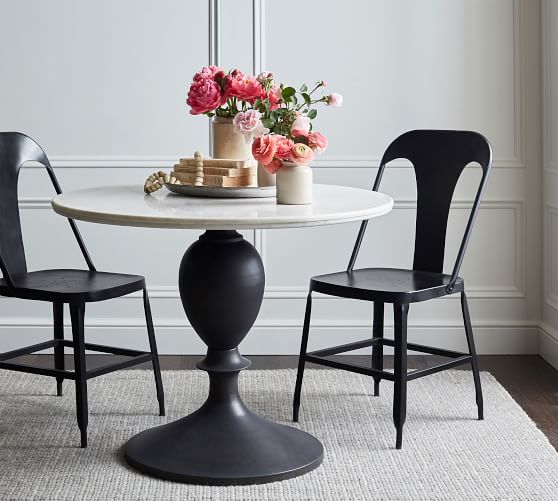 Chapman Round Marble Pedestal Dining Table Pottery Barn Chapman Round Marble Pedestal Dining, White Marble Dining Table Round