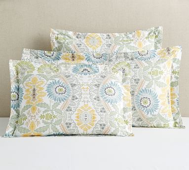 Details about   Pottery Barn Grayish Blue Alessandra Organic Cotton King Pillow Cover Sham New 