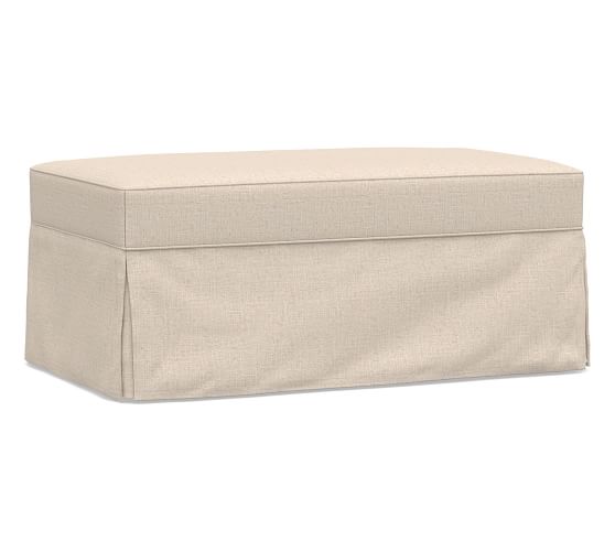 Pottery Barn Comfort Ottoman Slipcover Natural Brushed Canvas 24x30 