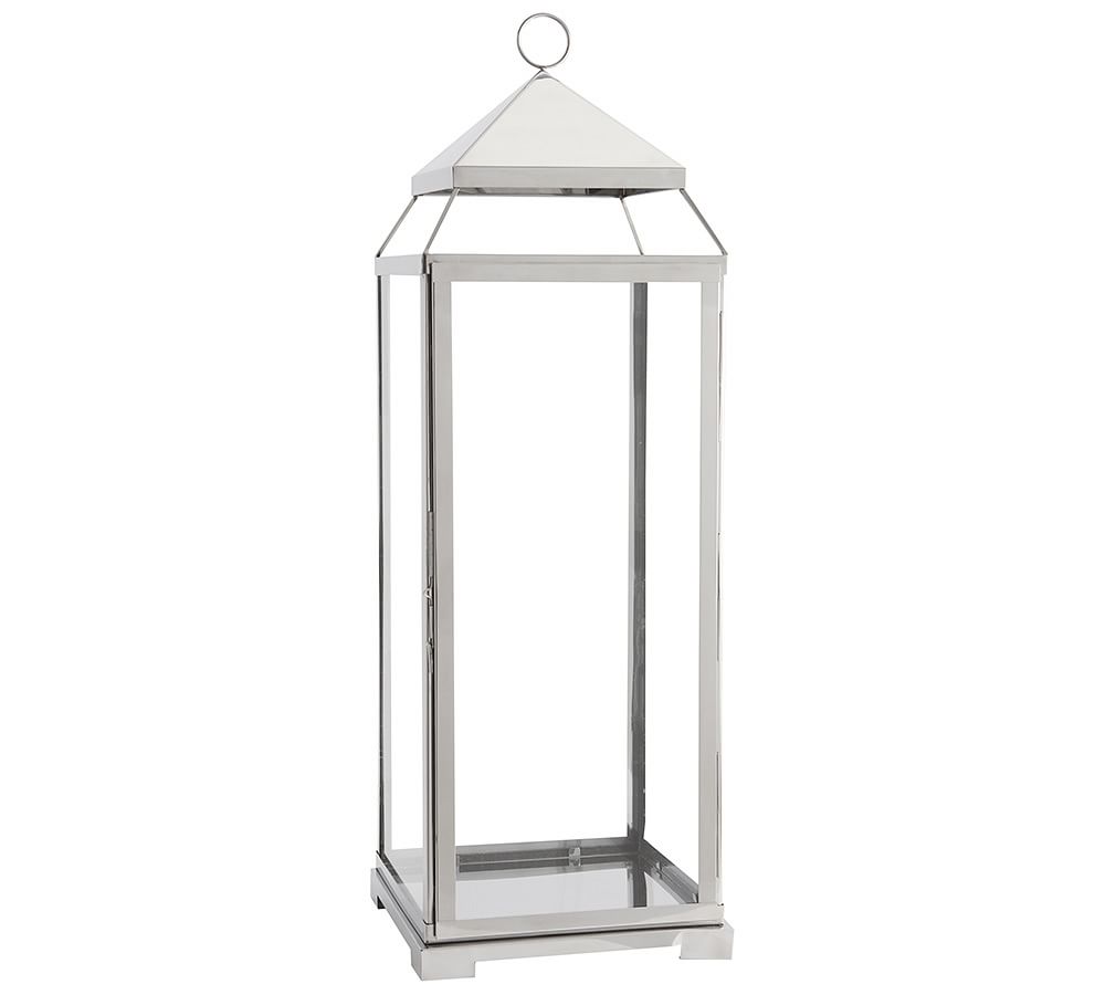 Malta Glass & Metal Lantern Silver Finish Pottery Barn