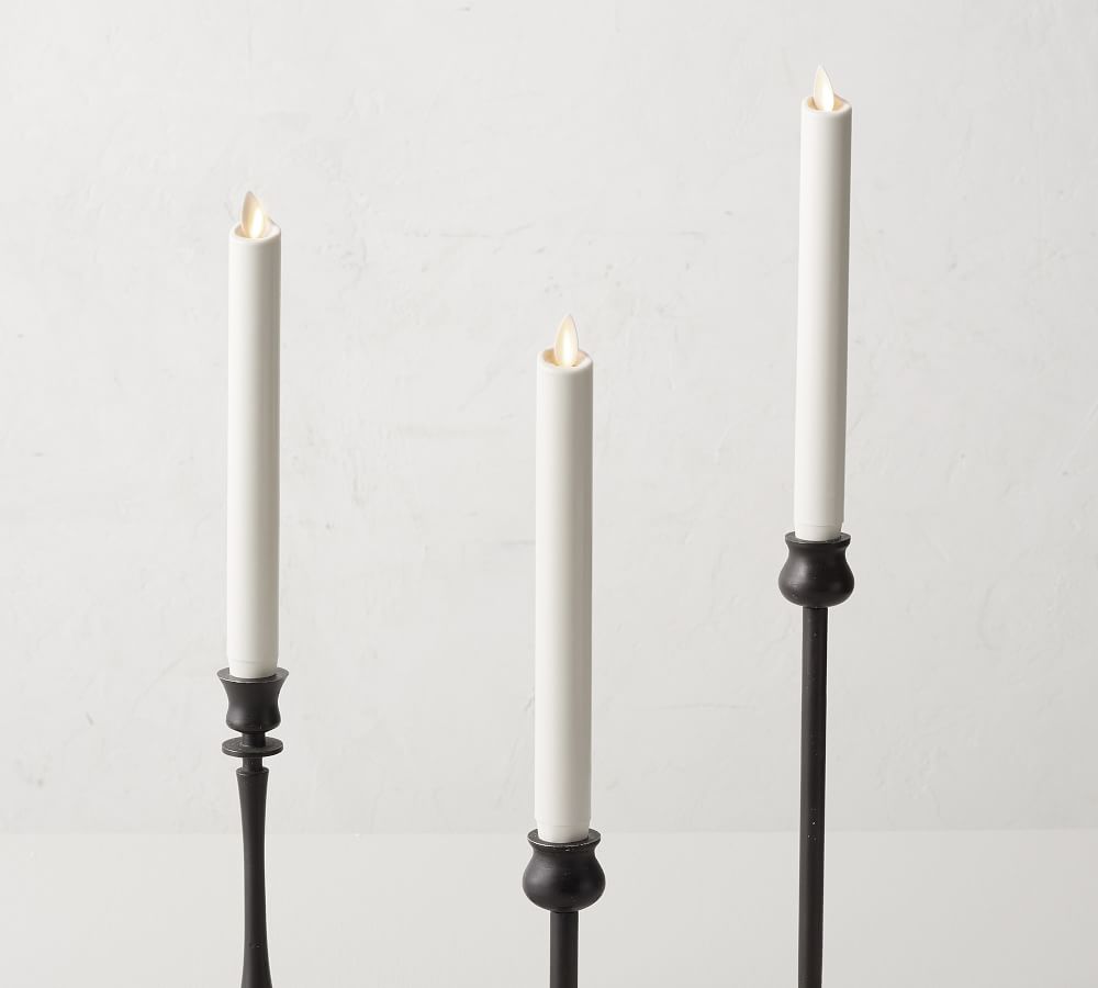 Premium Flickering Flameless Wax Taper Candle Pottery Barn