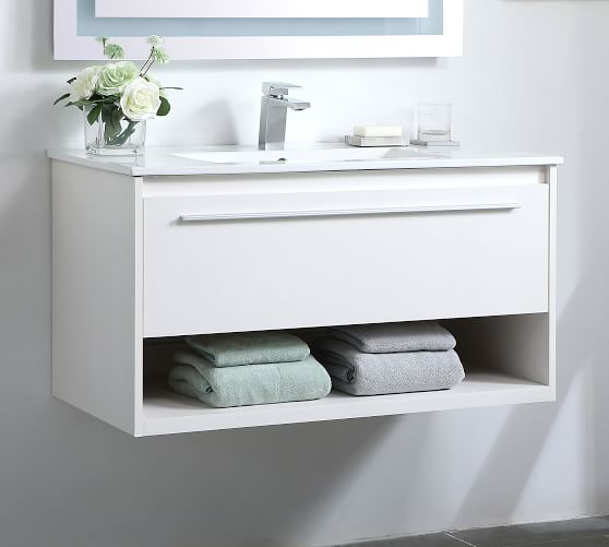 Evanna 24 40 Single Sink Floating Vanity Pottery Barn Single Sink Floating Vanity Pottery Barn, Floating Bathroom Cabinets White