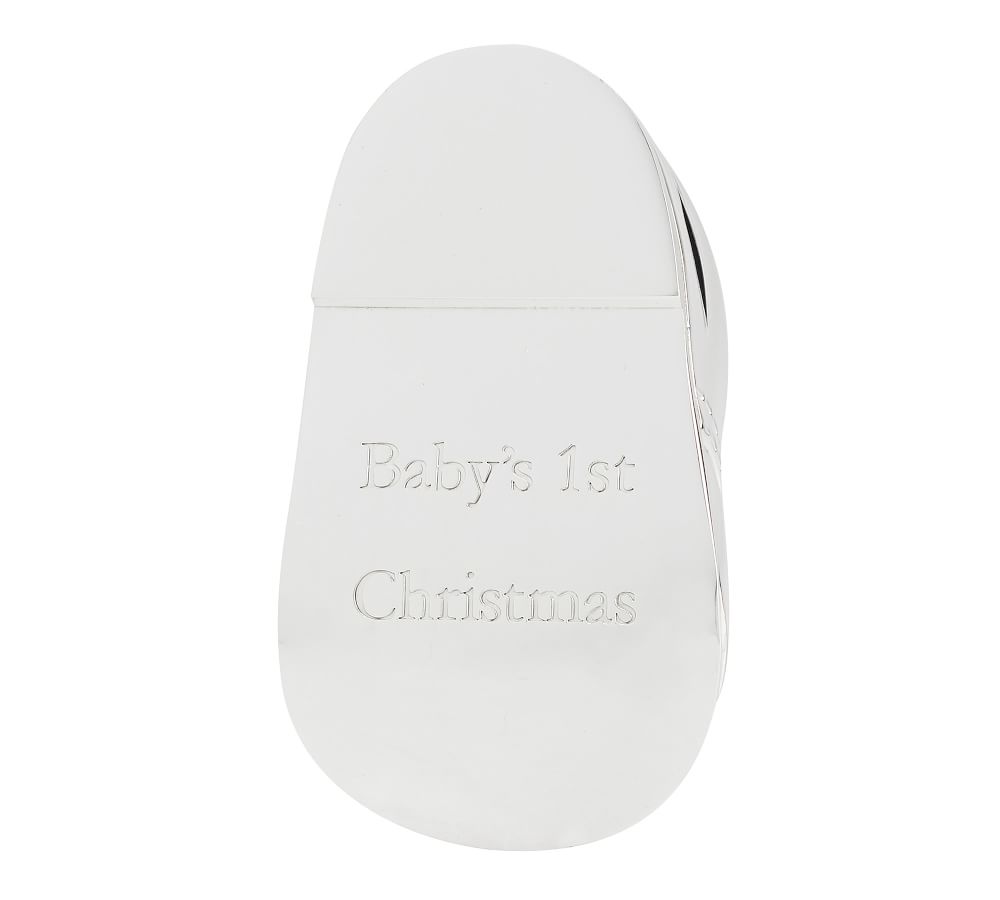 Engravable SilverPlated Baby's First Christmas Boot Ornament Pottery