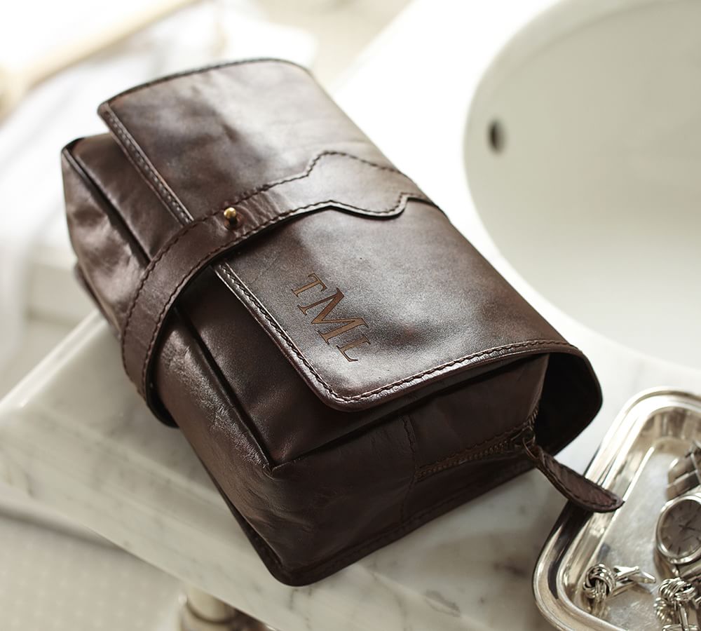 Saddle Leather Hanging Toiletry Bag | Pottery Barn