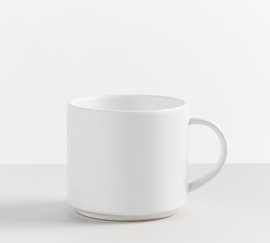 white pottery mugs