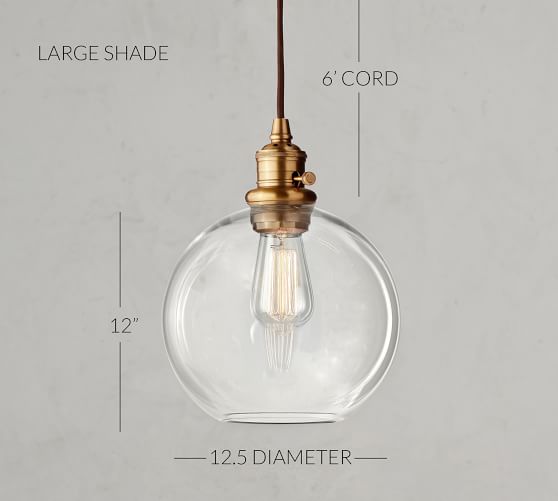 Pb Classic Cord Pendant Light Glass Globe Pottery Barn - Big Glass Ball Ceiling Light