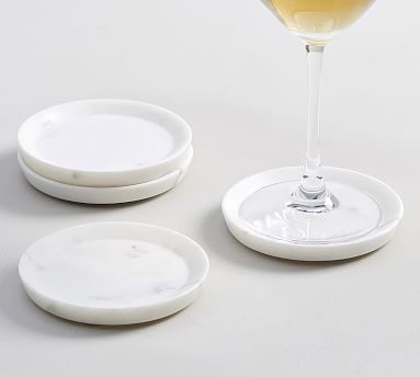 White Marble Coasters - Set of 4 | Bar Accessories | Pottery Barn