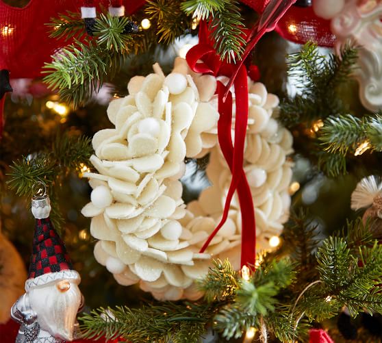 Tree Wedding Wreath Craft Gray Red Fabric Felt Owl Ornts 2 Christmas Ornaments