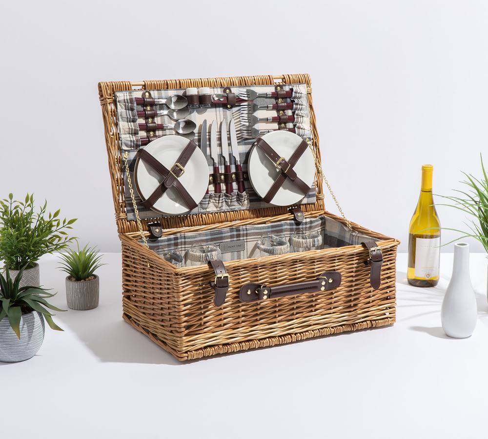 Bedford Woven Picnic Basket, Set for 4 Pottery Barn