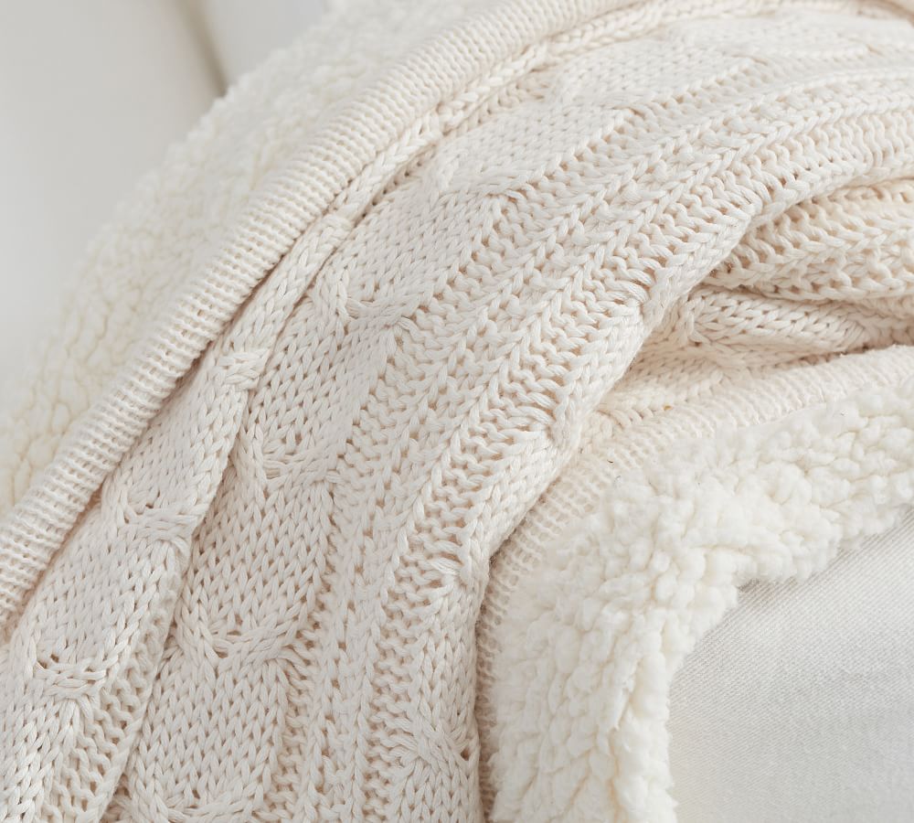 Cozy Cable Knit Throws Pottery Barn