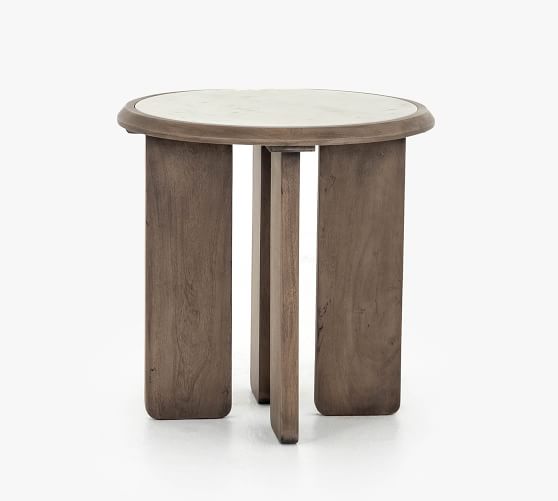 Dante 22 Reclaimed Wood Marble Round, Small Reclaimed Wood Side Table