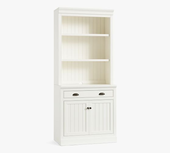 Aubrey 36 X 84 Wide Bookcase With, White Wood Bookcase With Doors