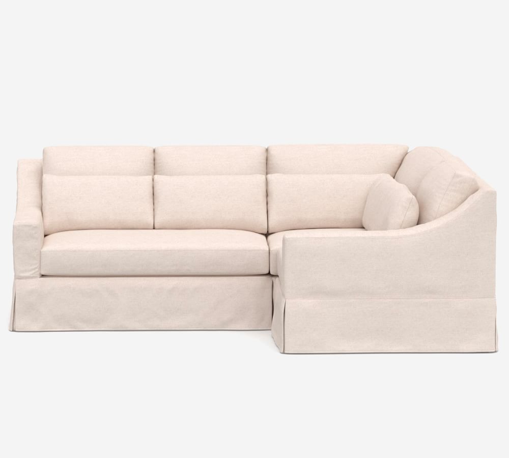 York Slope Arm Deep Seat Slipcovered 3Piece Sectional with Bench