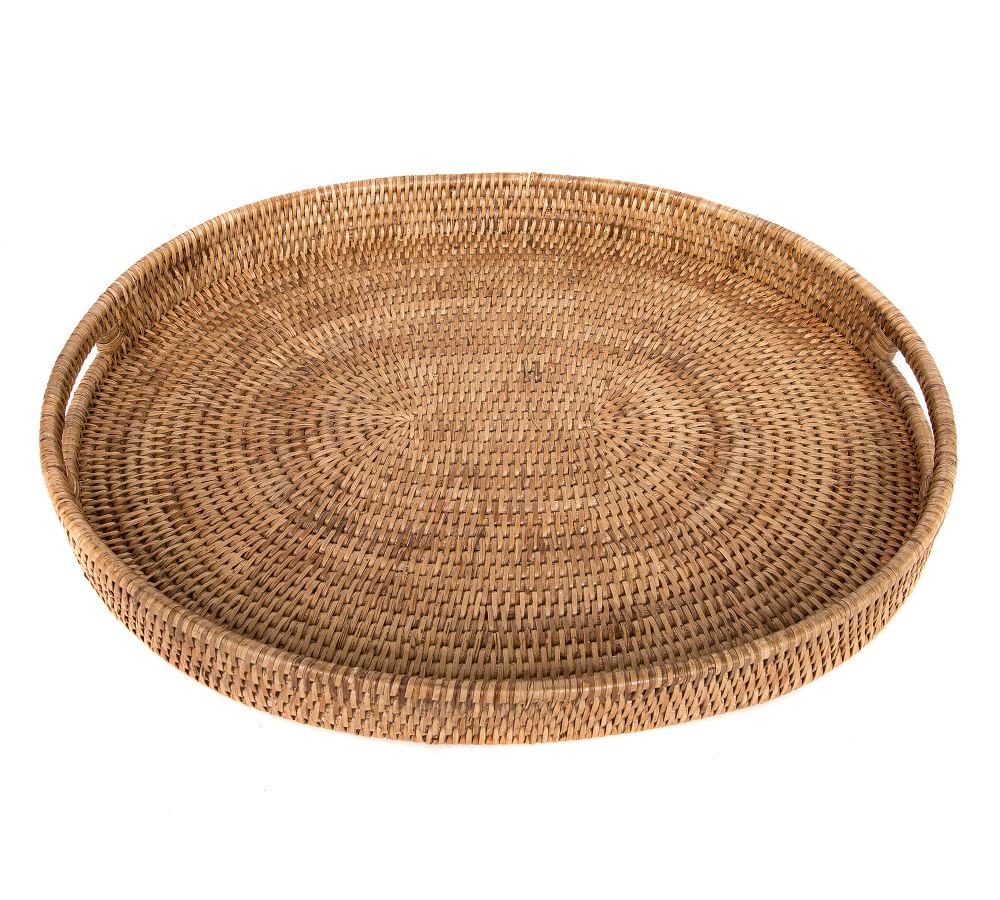 Tava Handwoven Rattan Oval Serving Tray | Pottery Barn