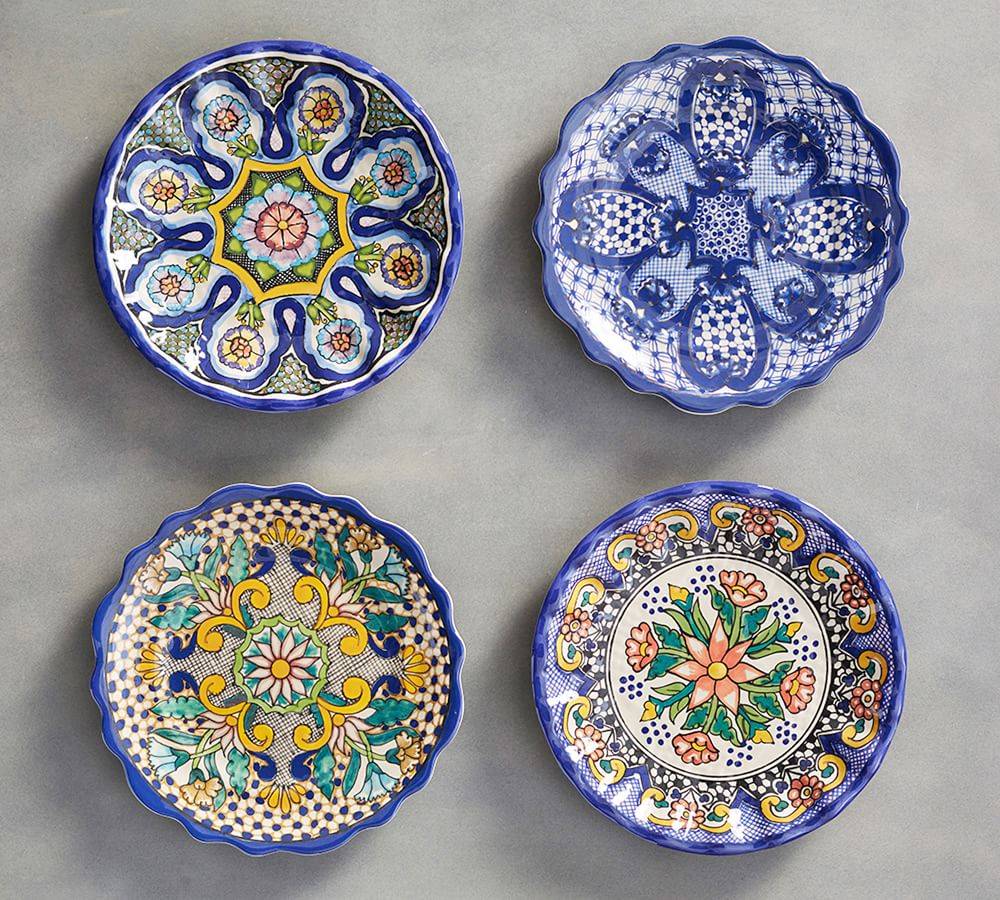 POTTERY BARN VERSAILLES BLACK & WHITE DAMASK 10 1/2" DINNER PLATESSET OF 4 Plates Home