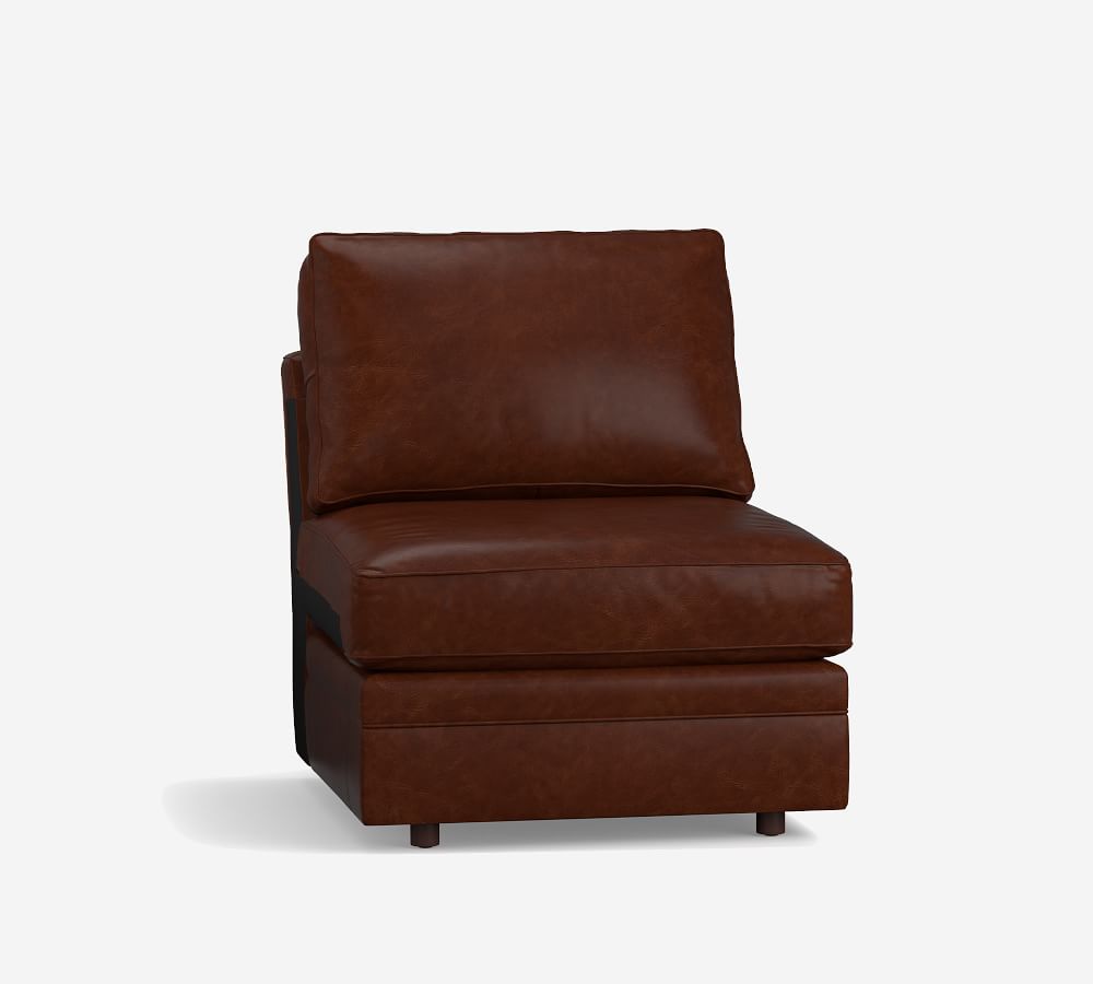 pottery barn armless leather chair