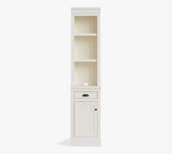 Aubrey 18 X 84 Narrow Bookcase With, White Storage Bookcase With Doors