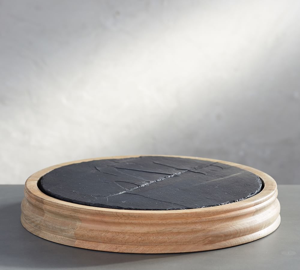 Turned Wood & Slate Cheese Board Pottery Barn